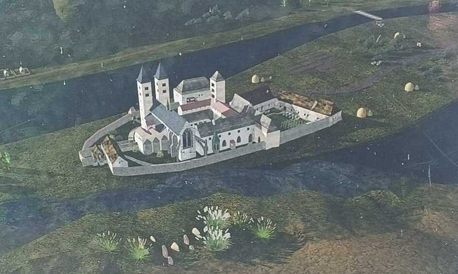 Celkový pohled na Ostrovský klášter po polovině 14. století.