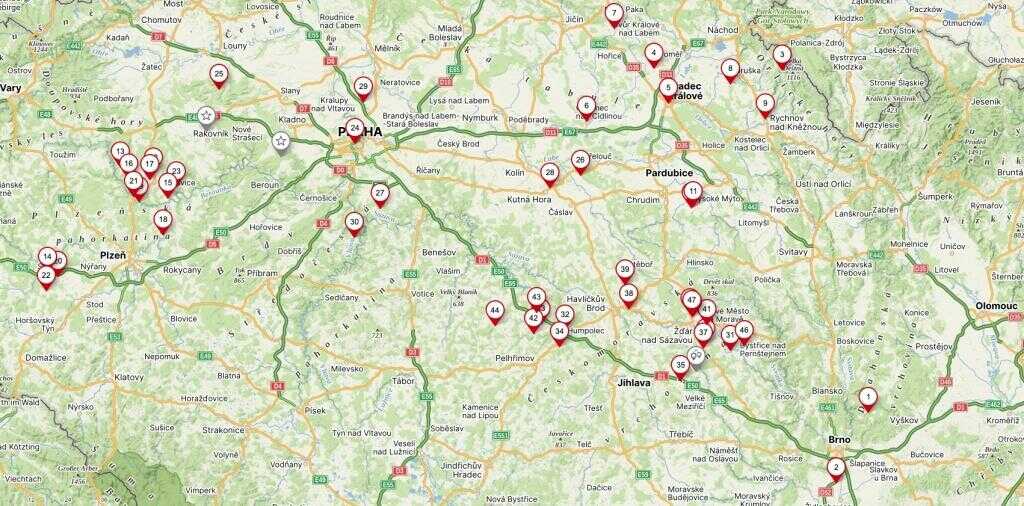 Mapa Santiniho dědictví.